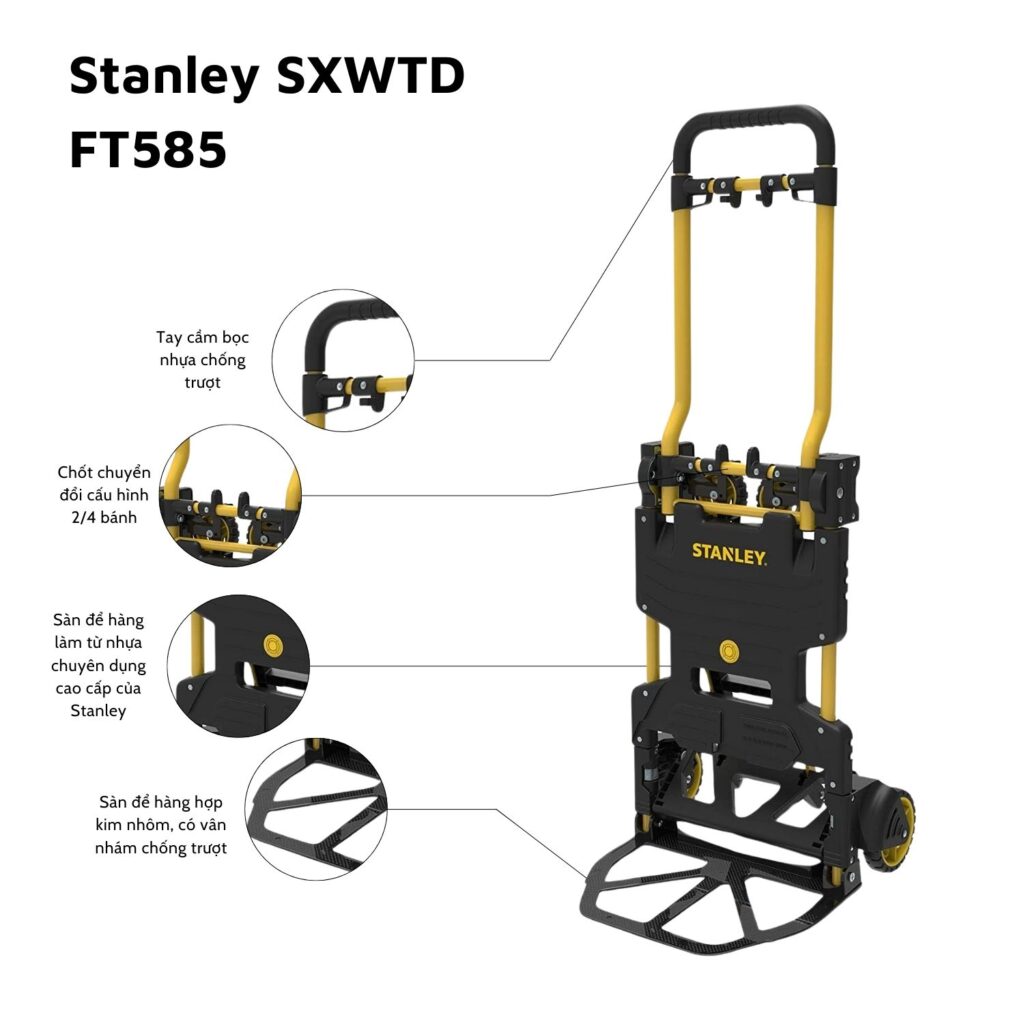 Xe đẩy hàng đa năng Stanley FT585, chuyển đổi 2 bánh và 4 bánh